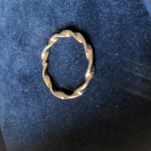Vintage gold tone woven Stacking ring, adjustable size fits 6.25 and larger